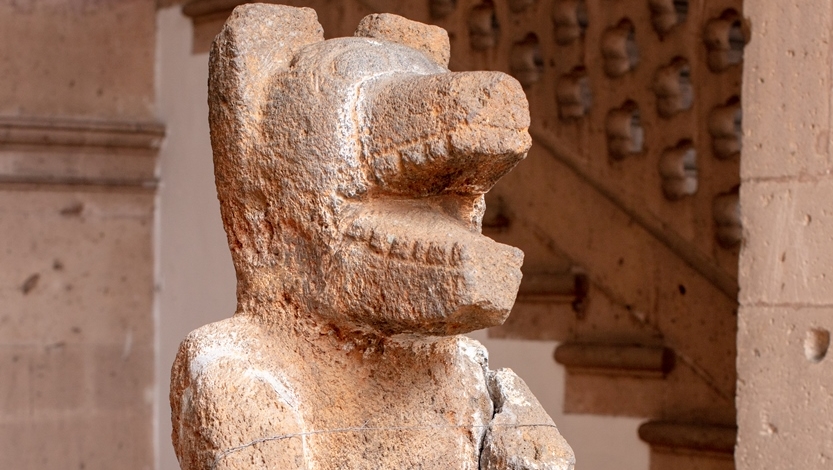 Escultura del Hombre coyote. (Cortesía INAH Michoacán)