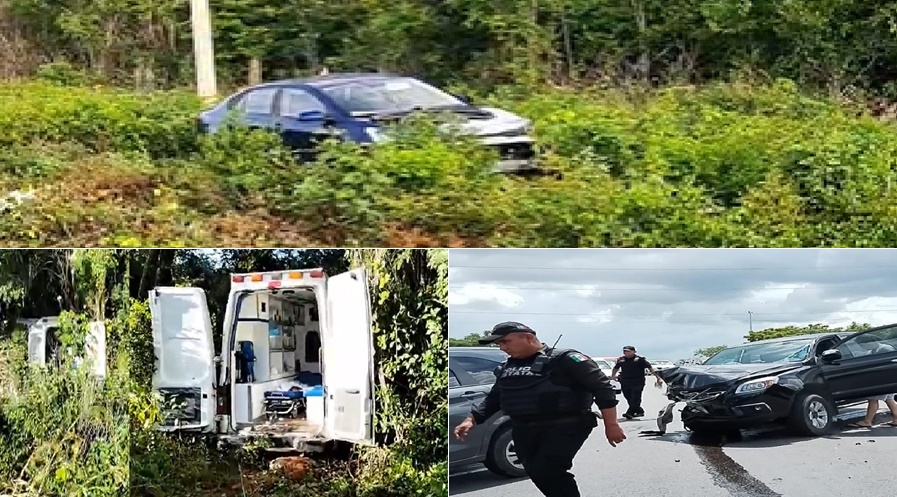 PoliXEC Se sale de la Mérida-TetizChocan paramédicos de TiculEbrio choca en sentido contrario