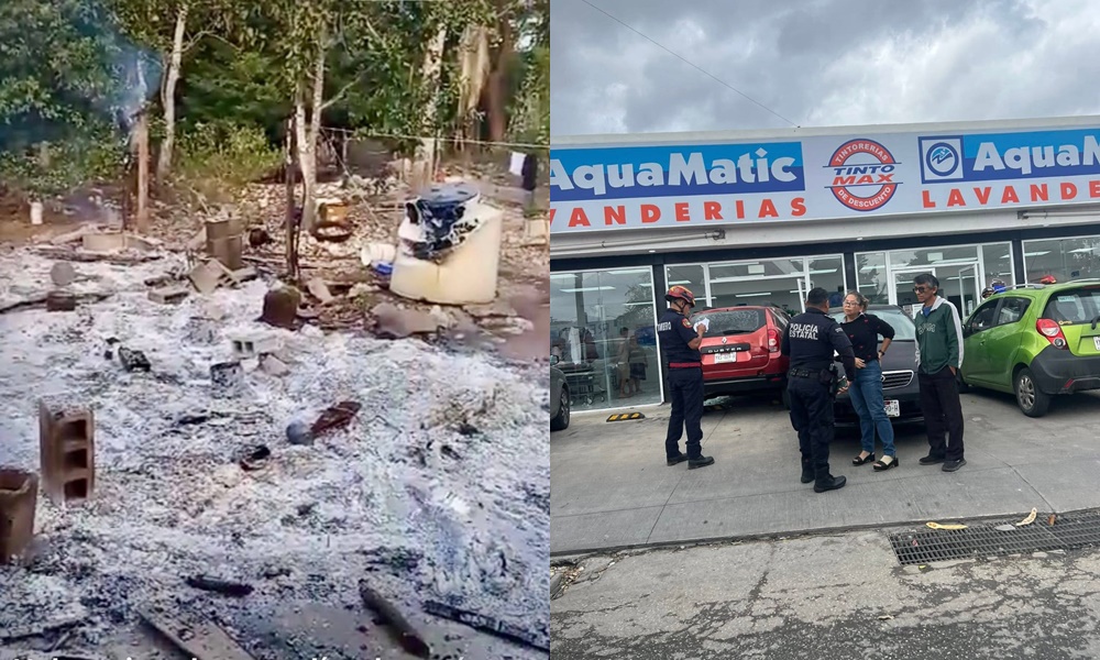 PoliXEC Se les quema la casa Bruta choca y entra a una lavandería