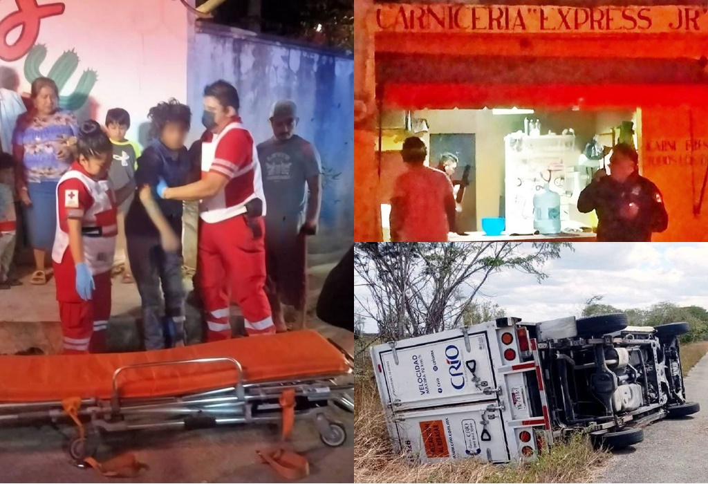 PoliXIX Vuelca camión Chocan dos motociclistas de Ticul