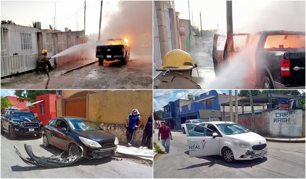 PoliMotul Se quema una camioneta