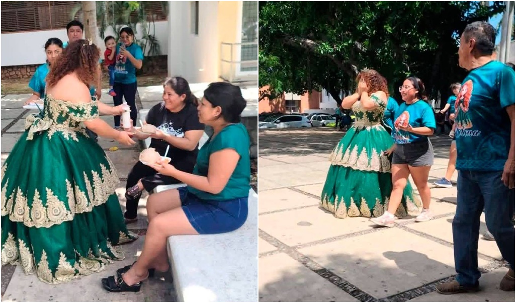 Joven meridana celebra sus XV años repartiendo comida en el hospital