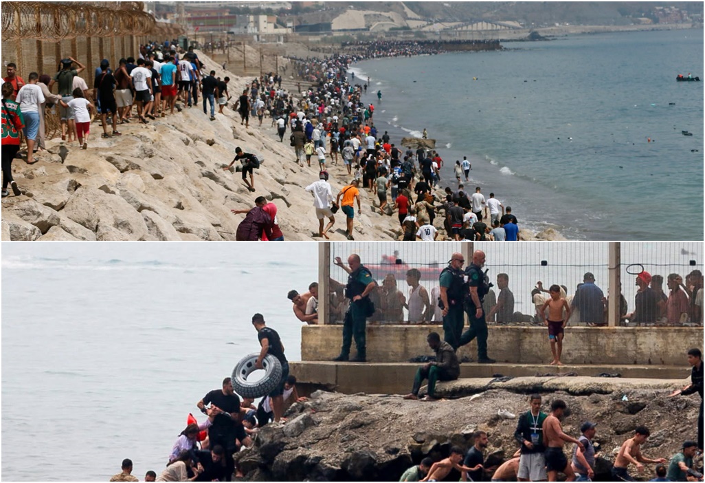 Alerta máxima en la frontera de Ceuta tras el cruce masivo de miles de persONAS