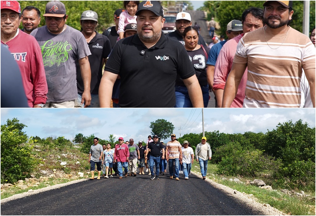 Juan Martín inaugura un camino saca cosecha más, en Ox