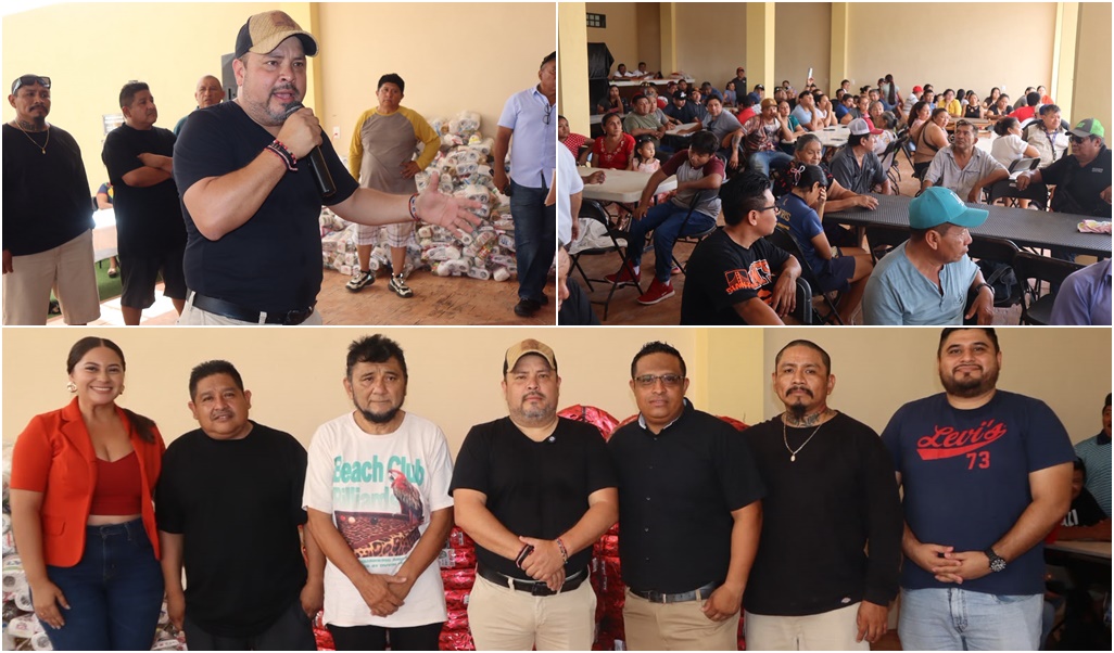 El alcalde de Oxkutzcab convive con mototaxistas y les entrega apoyos