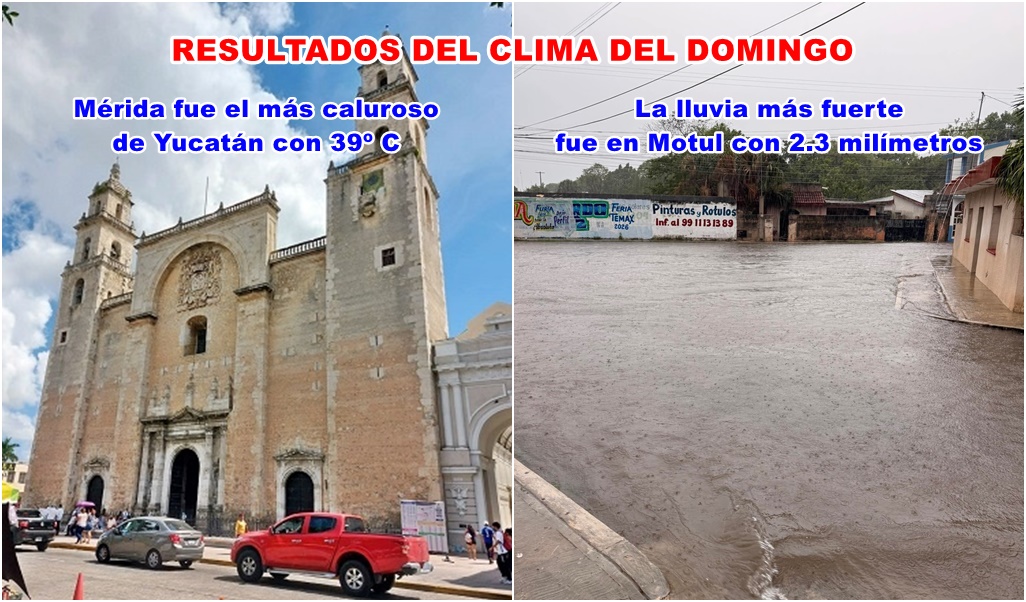 El Poniente de Mérida fue el más caluroso del domingo, con 39º C
