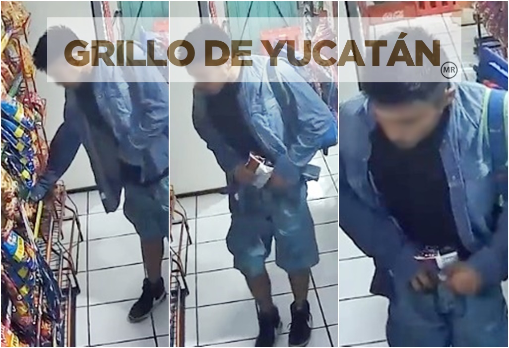 Captan cuando un joven roba una xlá Sabritas, en una tienda de Dzilam
