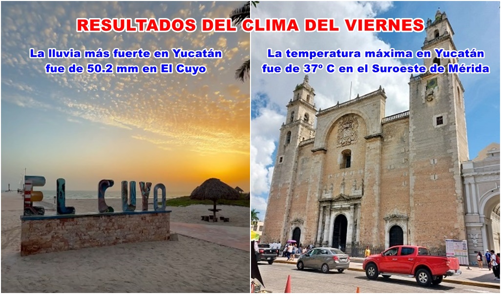 Mérida, el más caluroso de Yucatán, con 37º C, y El Cuyo con más lluvia,