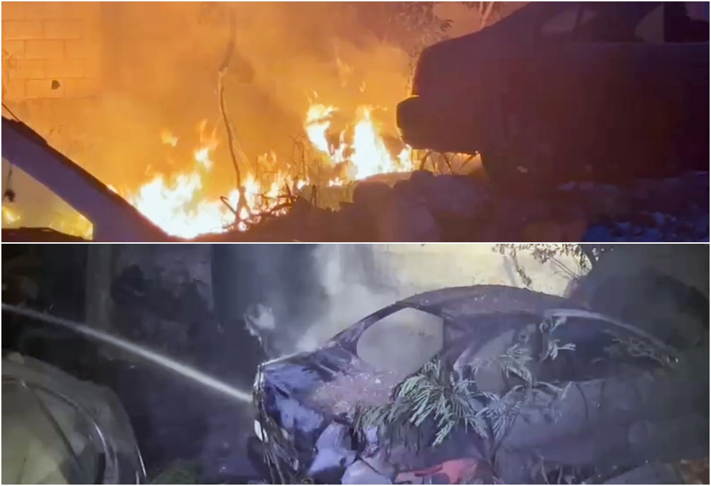 Quemó basura y provocó un incendio que consumió dos vehículoS